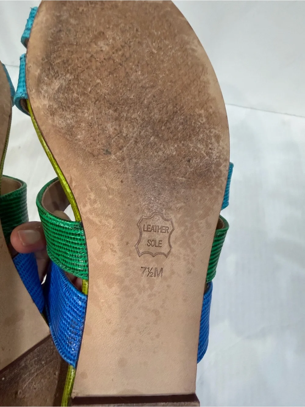 Tory Burch Blue, Teal & Green Triple-Strap Toe-Loop Sandals